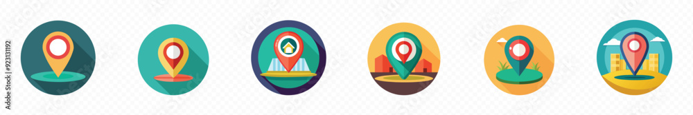 Map pin icon set, pin location icon vector illustration, Location or ...
