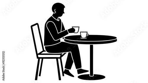Wallpaper Mural Person Enjoying Coffee at Cafe Table: Cozy Coffee Shop Scene Torontodigital.ca
