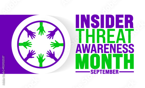 National Insider Threat Awareness Month is observed every year in September. Holiday concept. Template for background, banner, card, poster, placard, design template with unique shapes.