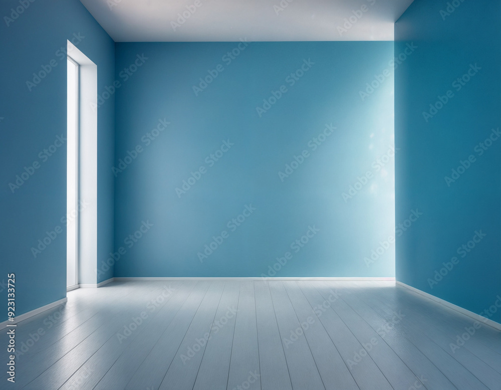 room with a blue wall and a wooden floor. The room is empty and devoid of furniture or decoration room with a blue wall and a wooden floor. The room is empty and devoid of furniture or decoration