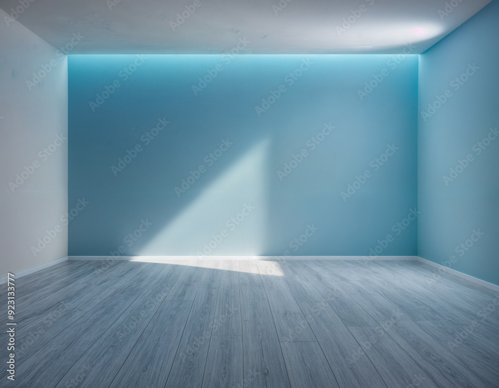 room with a blue wall and a wooden floor. The room is empty and devoid of furniture or decoration room with a blue wall and a wooden floor. The room is empty and devoid of furniture or decoration
