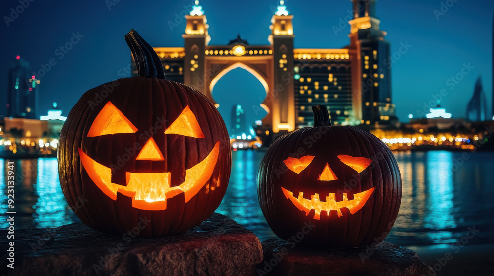 Fototapeta premium Halloween in Australia, kids in scary costumes enjoying a festive night.