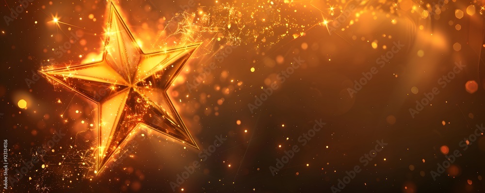 Golden Star with Glowing Particles and Bokeh Lights Golden Star with Glowing Particles and Bokeh Lights