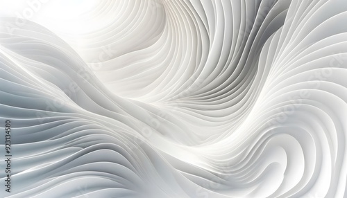 Abstract waves of white and gray hues flowing smoothly in a gradient with soft light