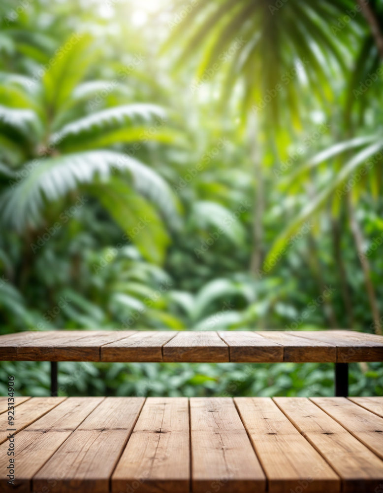 Empty wooden table with green space as background. Empty wooden table with green space as background.