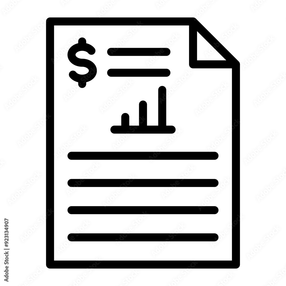 Financial Statement Vector Line Icon Design Financial Statement Vector Line Icon Design