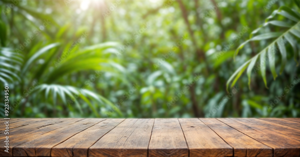 Empty wooden table with green space as background. Empty wooden table with green space as background.