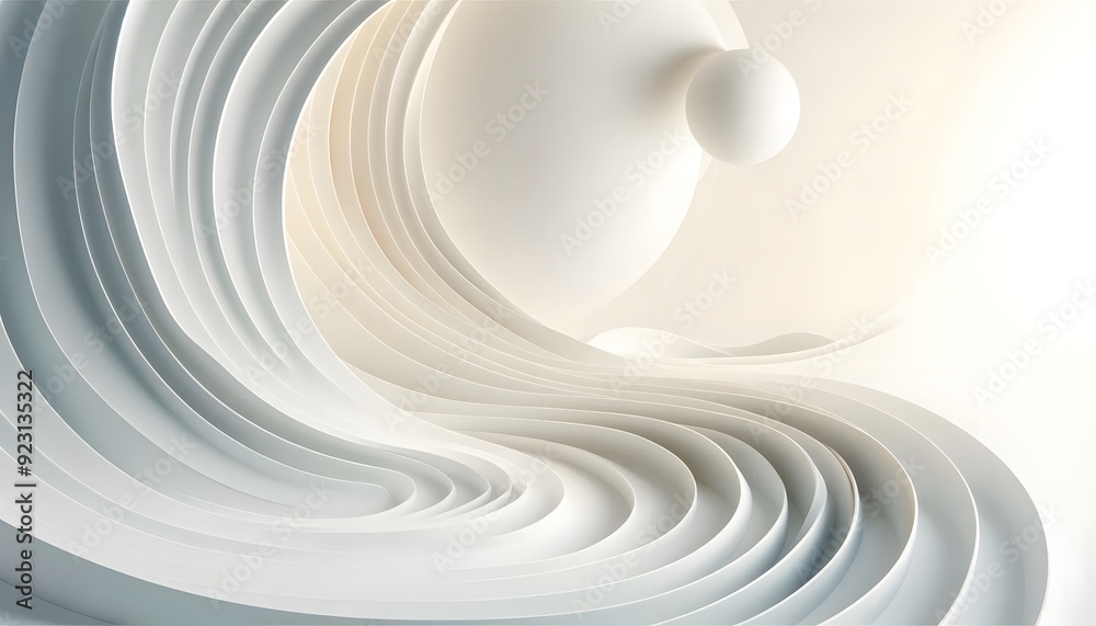 Fototapeta premium Abstract waves of white and gray hues flowing smoothly in a gradient with soft light