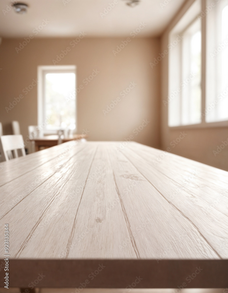 Empty white wooden table with blurred coffe background Empty white wooden table with blurred coffe background
