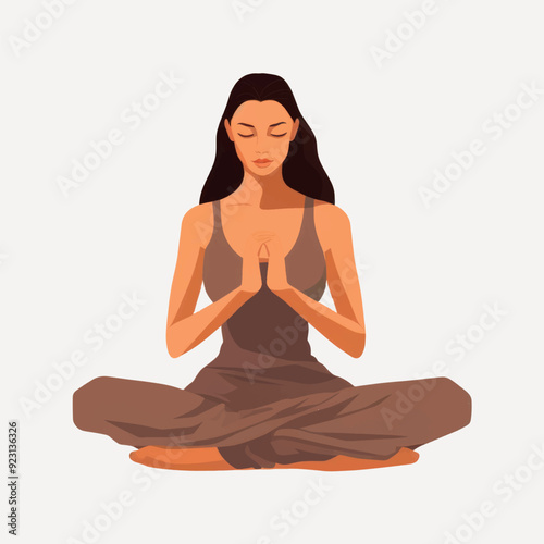 Serene woman practicing yoga meditation