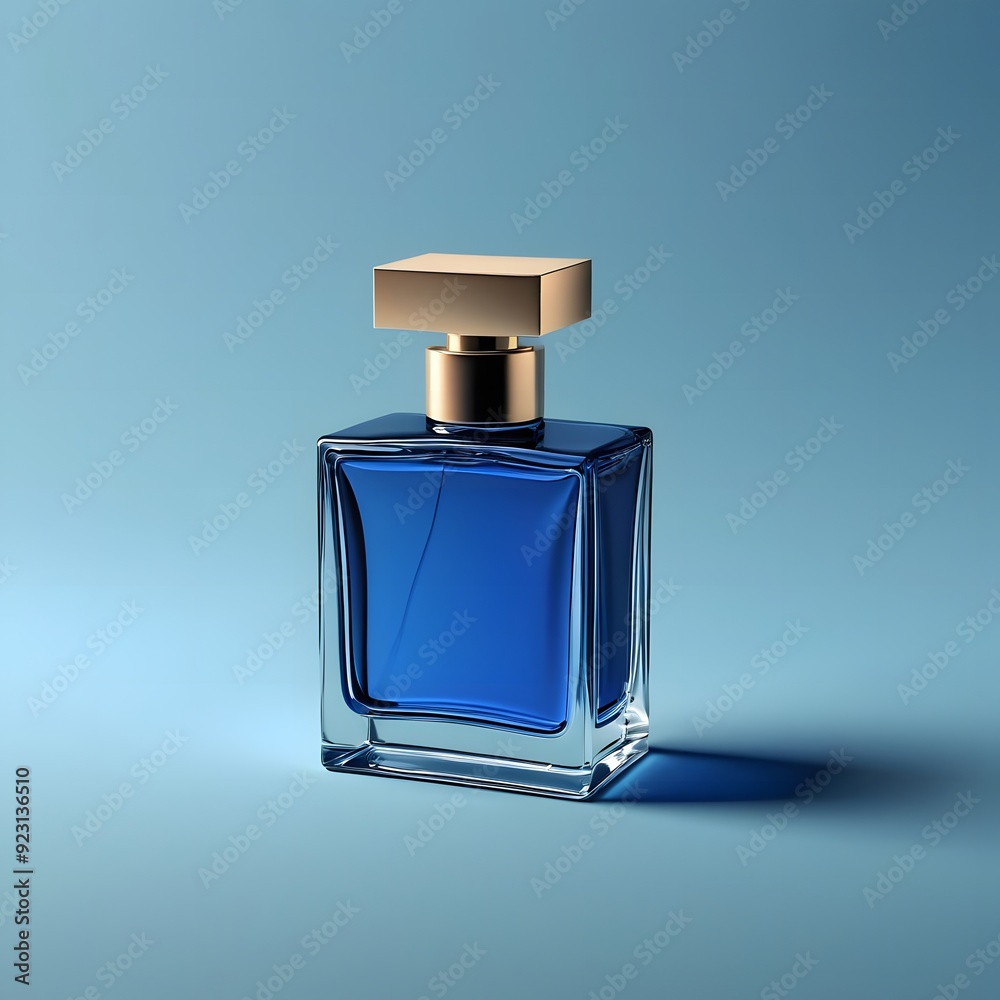 perfume bottle on blue background perfume bottle on blue background