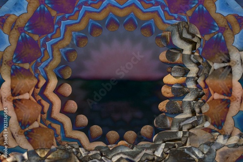 Abstract background with stones and a circle in the center of the frame