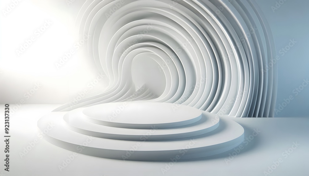Fototapeta premium Abstract waves of white and gray hues flowing smoothly in a gradient with soft light