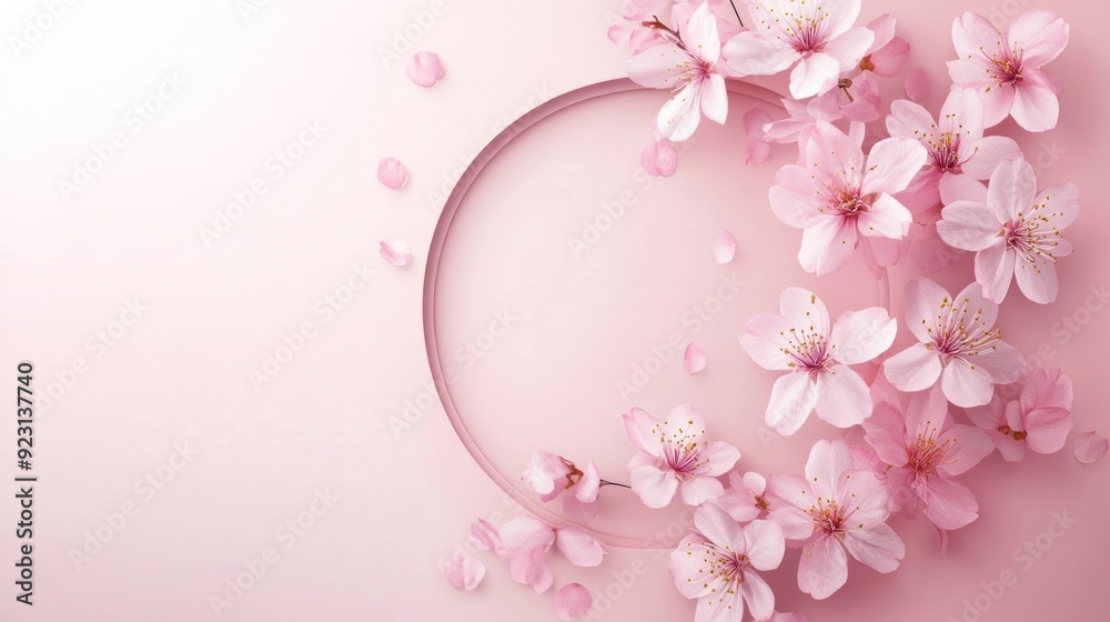 Delicate Pink Blossoms Frame a Circle