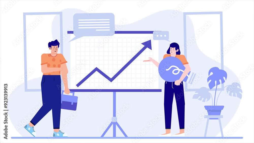 teamwork presenting business growth graphic concept illustration animated video teamwork presenting business growth graphic concept illustration animated video