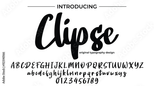 Clipse Font Stylish brush painted an uppercase vector letters, alphabet, typeface photo