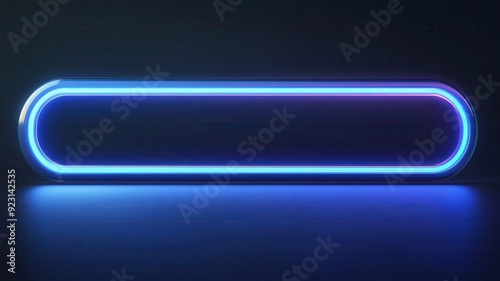 A sleek, illuminated neon frame with blue and purple lighting against a dark background, perfect for modern design projects.