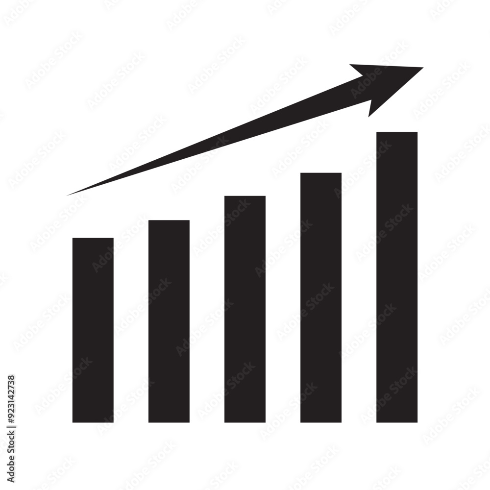 Profit growing icon. Isolated vector icon. Progress bar. Growing graph icon graph sign. Chart increase profit. Growth success arrow icon. Profit growing icon. Isolated vector icon. Progress bar. Growing graph icon graph sign. Chart increase profit. Growth success arrow icon.