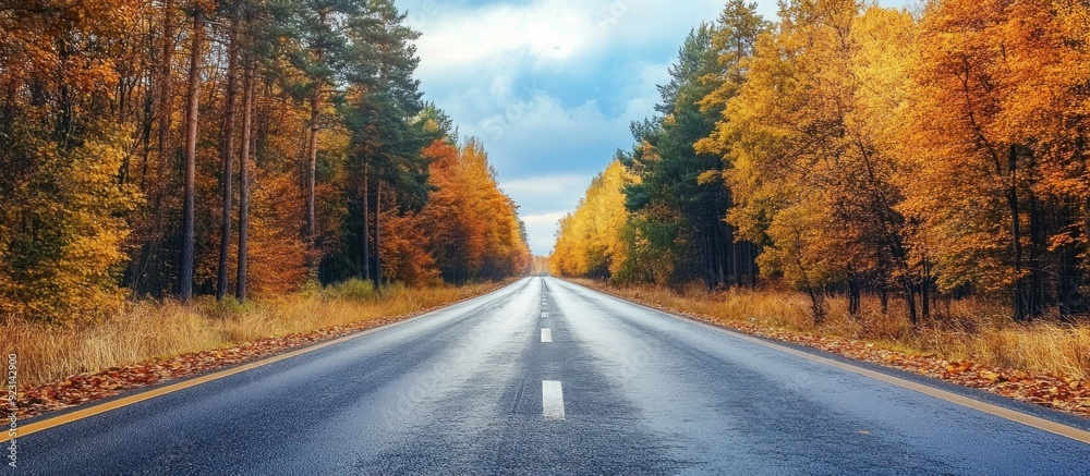 Fototapeta premium Autumn Road Through a Forest