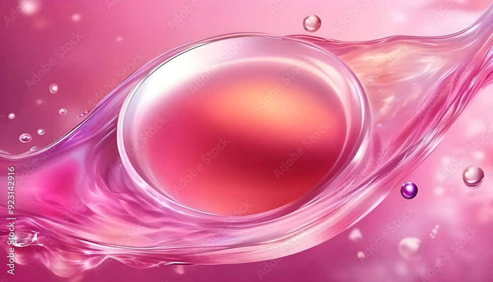 Fototapeta premium Hyaluronic acid serum texture. Light pink liquid gel beauty cream swatch. Cosmetic skin care product close-up