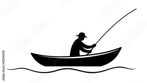 Serene Lake Fishing: Individual in Small Boat Enjoying Tranquil Waters