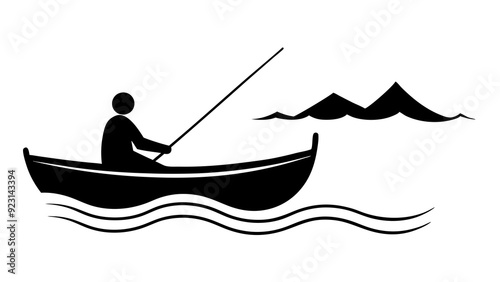 Serene Lake Fishing: Individual in Small Boat Enjoying Tranquil Waters