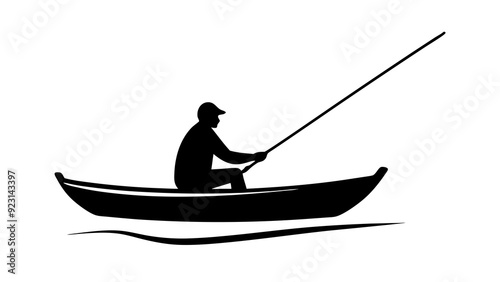 Serene Lake Fishing: Individual in Small Boat Enjoying Tranquil Waters