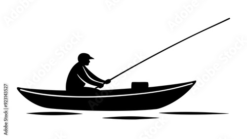 Serene Lake Fishing: Individual in Small Boat Enjoying Tranquil Waters