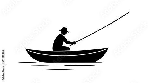 Serene Lake Fishing: Individual in Small Boat Enjoying Tranquil Waters