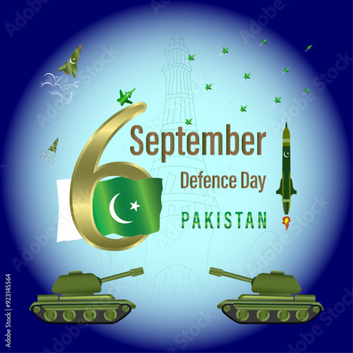 Defense Day of Pakistan, 6 September, social media post, flyer, banner, educational post, greeting card, social media post, vector file, 