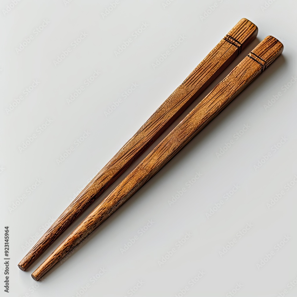 A Pair of Wooden Chopsticks on White Background A Pair of Wooden Chopsticks on White Background