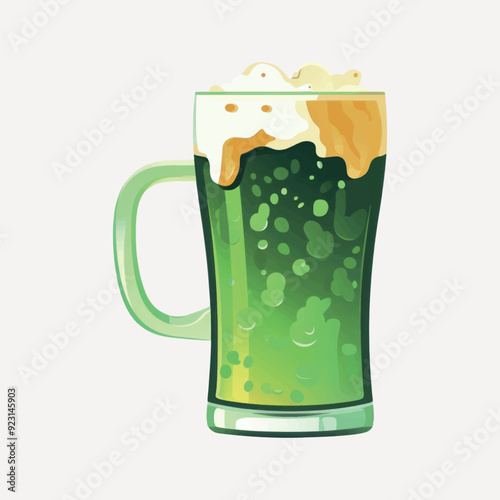 Green beer with frothy foam