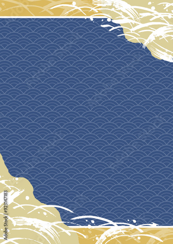 和風　海鮮イメージの背景イラスト
