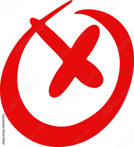 A bold, red "X" symbol on a white background, representing a mark of incorrectness, error, or rejection. The large, curved design of the "X" is eye-catching and conveys a strong visual message. 
