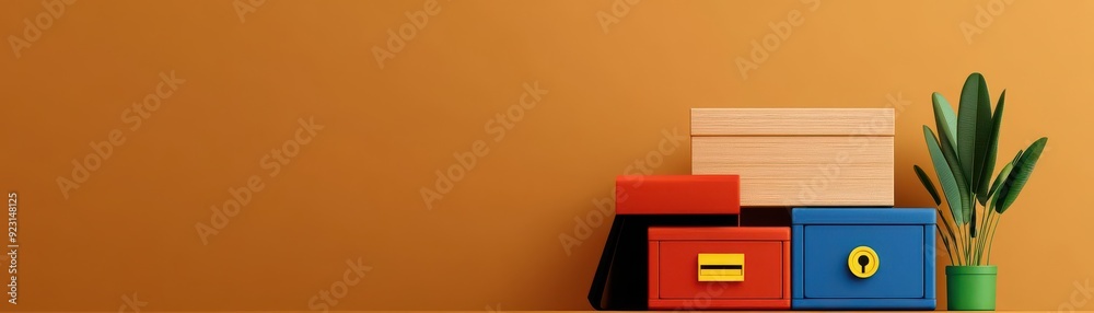 Safe deposit box with gold, secure investment, flat design illustration Safe deposit box with gold, secure investment, flat design illustration
