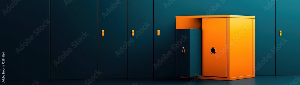 Safe deposit box with gold, secure investment, flat design illustration Safe deposit box with gold, secure investment, flat design illustration