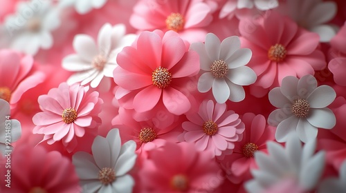 Pink and white spring blossoms in full bloom