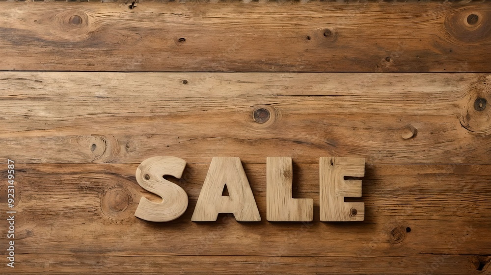 Wooden banner with the inscription sale Wooden banner with the inscription sale