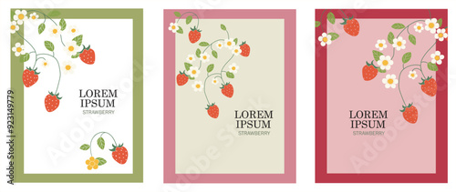 Strawberry templates for use in designing prints, banners, posters, and holiday cards. including online media as well