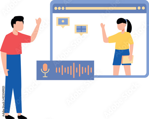 Boy and girl talking online.