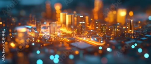 Futuristic Cityscape with Smart Grid Systems