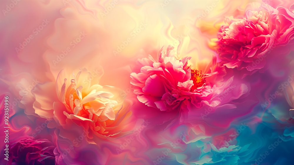 A colorful painting of flowers with a bright pink background. The flowers are arranged in a way that creates a sense of movement and energy. The overall mood of the painting is cheerful and uplifting A colorful painting of flowers with a bright pink background. The flowers are arranged in a way that creates a sense of movement and energy. The overall mood of the painting is cheerful and uplifting