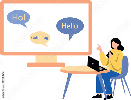 The girl is learning a foreign language.