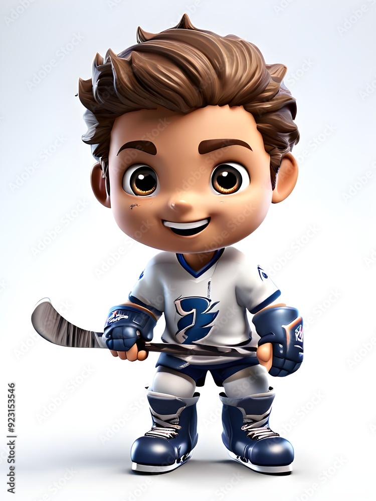 cute hockey player 3D on white cute hockey player 3D on white
