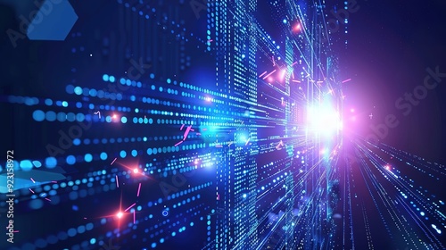 Wallpaper Mural Abstract digital data stream with bright light. Torontodigital.ca