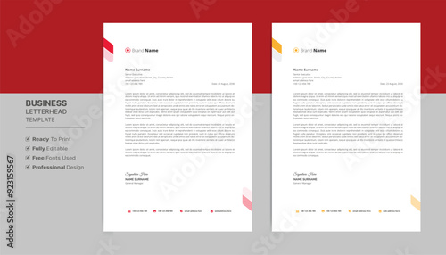 Professional letterhead format template, business style letterhead design template. Company letterhead template designs.