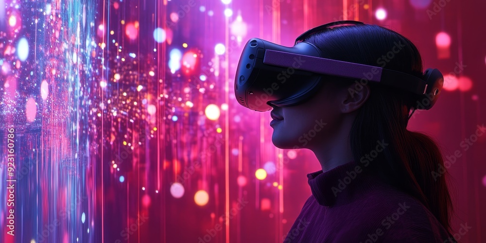 An engaging virtual reality experience with users wearing VR headsets ...