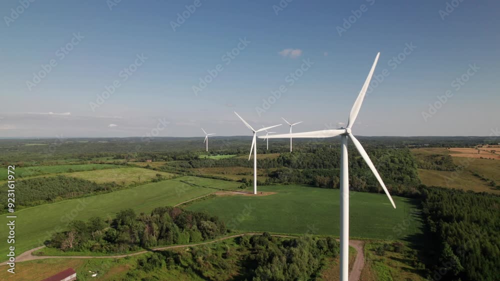 Quintessential wind farm in Canadian countryside, 4K Quintessential wind farm in Canadian countryside, 4K