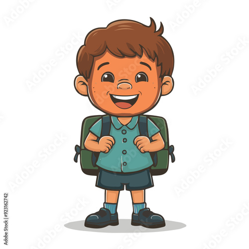 Printable cartoon of A happy schoolboy