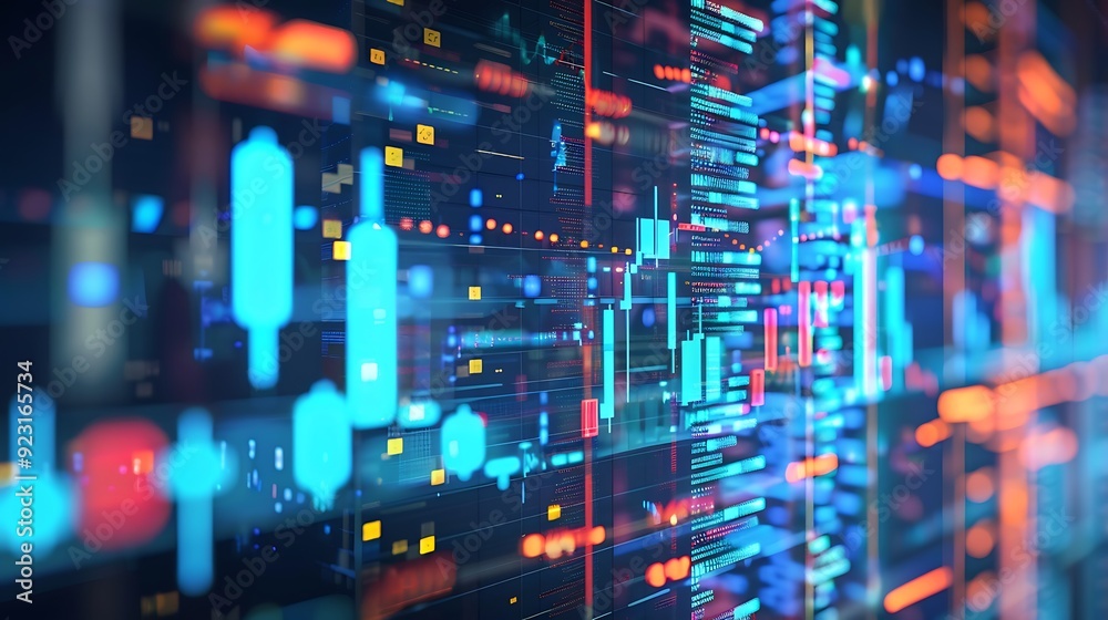 Abstract digital data visualization with charts, graphs and code. Representing information, business, and financial trends. Abstract digital data visualization with charts, graphs and code. Representing information, business, and financial trends.